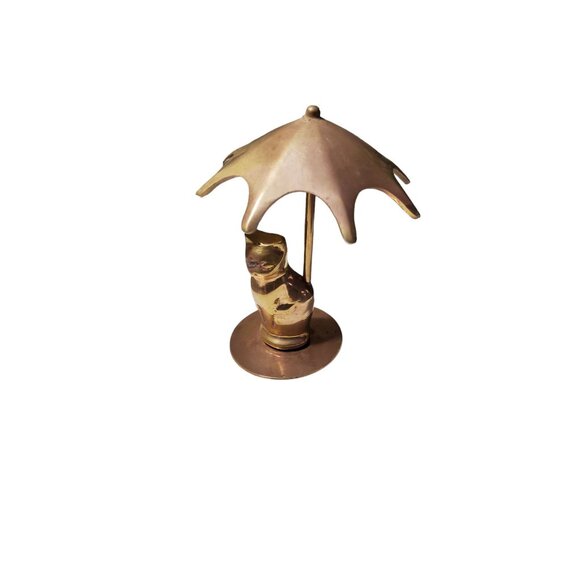 Vintage Brass Cat with Umbrella figurine, Cira 70s / 80s - Picture 4 of 4